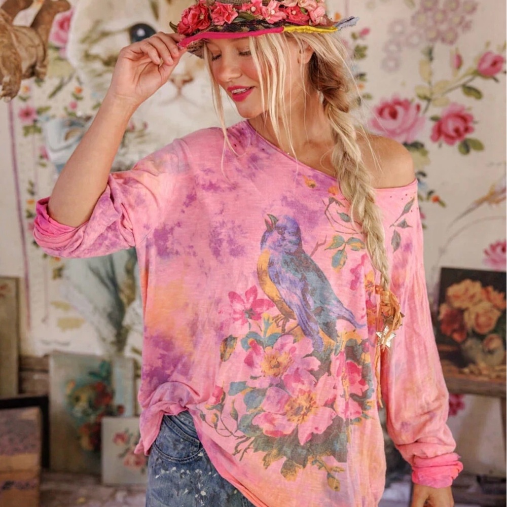 Magnolia Pearl Floral Robin Viggo T Shirt Long Sleeve Hodgepodge NWT Sold Out